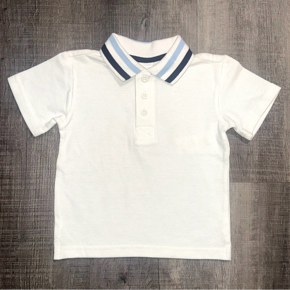💞 New Baby & Toddler Boy Size 12 Months White Short Sleeve Polo Shirt